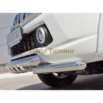 Защита передняя двойная с уголками и клыками d57-d57 РусСталь для Mitsubishi L200 2015-2019