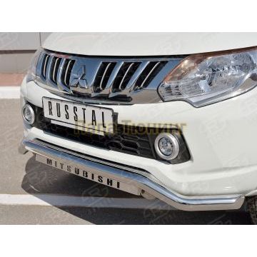 Защита переднего бампера волна с надписью d57 РусСталь для Mitsubishi L200 2015-2019