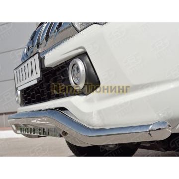 Защита переднего бампера волна с надписью d57 РусСталь для Mitsubishi L200 2015-2019