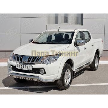 Защита переднего бампера волна с надписью d57 РусСталь для Mitsubishi L200 2015-2019