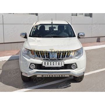 Защита переднего бампера волна с надписью d57 РусСталь для Mitsubishi L200 2015-2019