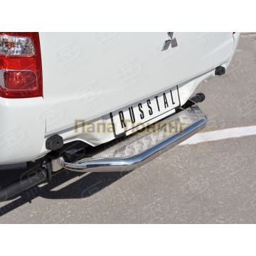 Защита заднего бампера с алюминиевым с листом d57 вариант 1 РусСталь для Mitsubishi L200 2015-2019