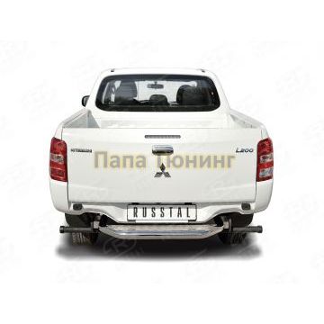 Защита заднего бампера с алюминиевым с листом d57 вариант 1 РусСталь для Mitsubishi L200 2015-2019