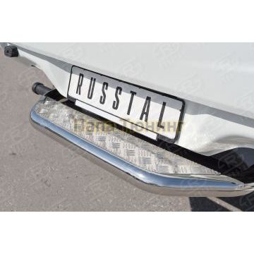 Защита заднего бампера с алюминиевым с листом d57 вариант 2 РусСталь для Mitsubishi L200 2015-2019