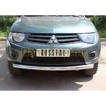Защита переднего бампера d76 РусСталь для Mitsubishi L200 2010-2013