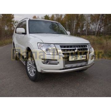 Защита переднего бампера 76 мм ТСС для Mitsubishi Pajero 4 2014-