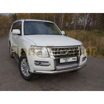 Защита передняя двойная 76/75 мм ТСС для Mitsubishi Pajero 4 2014-