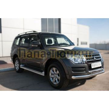 Защита передняя двойная 76-75х42 мм РусСталь для Mitsubishi Pajero IV 2014-