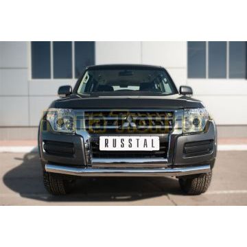 Защита передняя двойная 76-75х42 мм РусСталь для Mitsubishi Pajero IV 2014-
