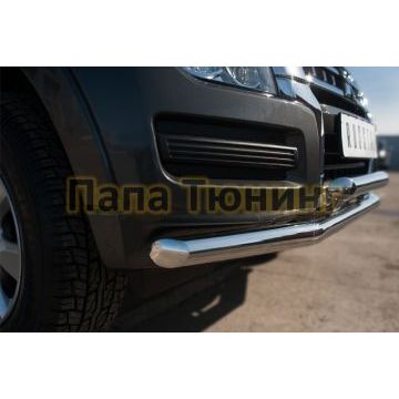 Защита передняя двойная с декором d57-d57 РусСталь для Mitsubishi Pajero IV 2014-