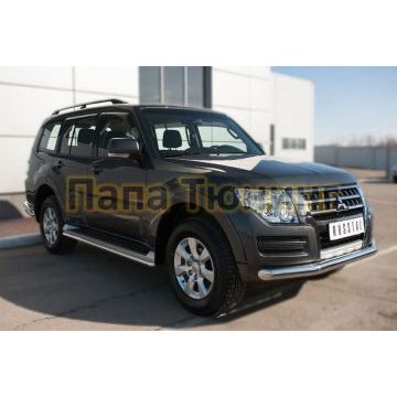 Защита переднего бампера d76 РусСталь для Mitsubishi Pajero IV 2014-