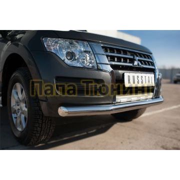 Защита переднего бампера d76 РусСталь для Mitsubishi Pajero IV 2014-