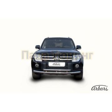 Защита передняя двойная 76-57 мм Slitkoff для Mitsubishi Pajero 4 2006- Защита передняя двойная 76-57 мм Slitkoff для Mitsubishi Pajero 4 2006-