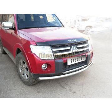 Защита передняя двойная d76-d42 РусСталь для Mitsubishi Pajero IV 2006-2011