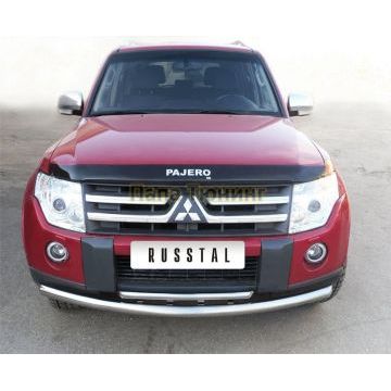 Защита передняя двойная d76-d42 РусСталь для Mitsubishi Pajero IV 2006-2011