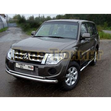 Защита передняя двойная 76-42 мм ТСС для Mitsubishi Pajero 4 2011-2014