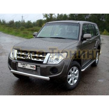Защита передняя овальная 75х42 мм ТСС для Mitsubishi Pajero 4 2011-2014