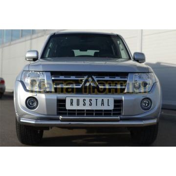 Защита передняя двойная d76-d42 РусСталь для Mitsubishi Pajero IV 2011-2014