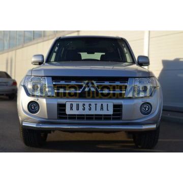 Защита переднего бампера d76 РусСталь для Mitsubishi Pajero IV 2011-2014