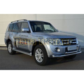 Защита передняя двойная d76-d57  РусСталь для Mitsubishi Pajero IV 2011-2014