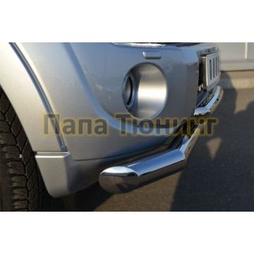 Защита передняя двойная d76-d57  РусСталь для Mitsubishi Pajero IV 2011-2014
