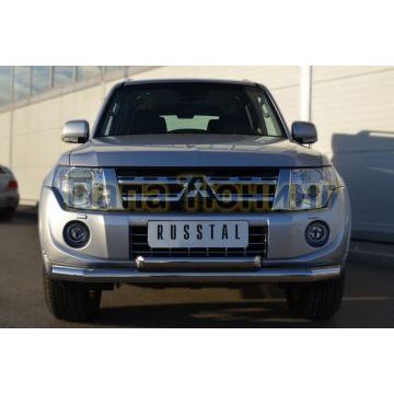 Защита передняя двойная d76-d57  РусСталь для Mitsubishi Pajero IV 2011-2014