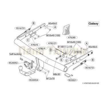 Фаркоп Brink шар A для Ford Galaxy/S-Max 2006-2015