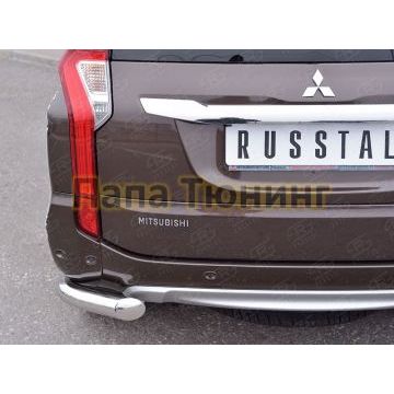 Защита заднего бампера с уголками d76 РусСталь для Mitsubishi Pajero Sport 2016-2021