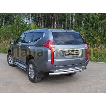 Защита заднего бампера 76 мм ТСС для Mitsubishi Pajero Sport 2016-2021