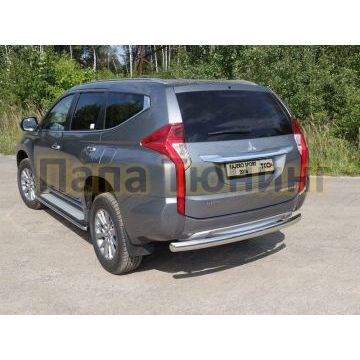 Защита заднего бампера овальная 75х42 мм ТСС для Mitsubishi Pajero Sport 2016-2021