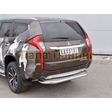 Защита задняя со ступенькой алюминиевый лист d57 вариант 2 РусСталь для Mitsubishi Pajero Sport 2016-2021