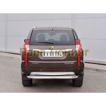 Защита задняя со ступенькой алюминиевый лист d57 вариант 2 РусСталь для Mitsubishi Pajero Sport 2016-2021