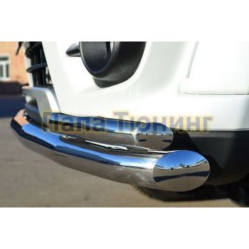 Защита передняя двойная с уголками d57-d42 РусСталь для Mitsubishi Pajero Sport 2013-2016