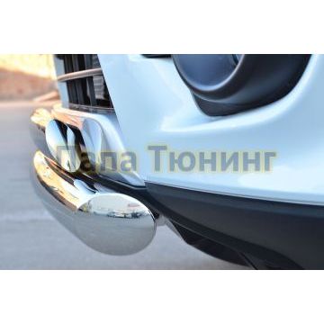 Защита передняя двойная 76-75х42 мм РусСталь для Mitsubishi Pajero Sport 2013-2016