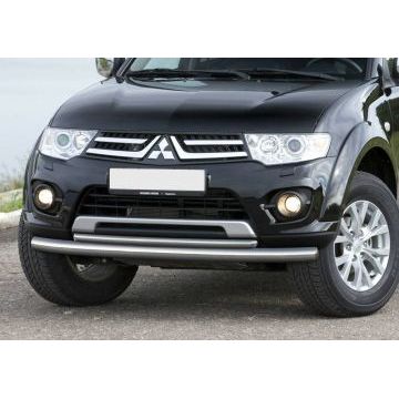Защита передняя двойная 76-42 мм Rival для Mitsubishi Pajero Sport 2008-2016
