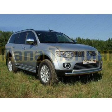 Защита передняя овальная 75х42 мм ТСС для Mitsubishi Pajero Sport 2008-2013 Защита передняя овальная 75х42 мм ТСС для Mitsubishi Pajero Sport 2008-2013