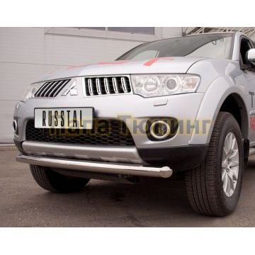 Защита переднего бампера d76 РусСталь для Mitsubishi Pajero Sport 2008-2013