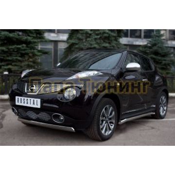 Защита передняя овальная 75х42 мм РусСталь для Nissan Juke 2010-