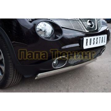 Защита передняя овальная 75х42 мм РусСталь для Nissan Juke 2010-