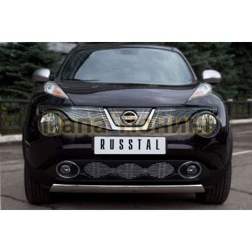 Защита передняя овальная 75х42 мм РусСталь для Nissan Juke 2010-