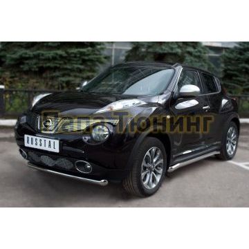 Защита переднего бампера d57 РусСталь для Nissan Juke 2010-