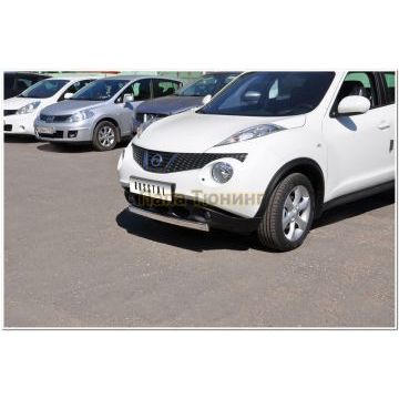 Защита переднего бампера овал 75x42 мм РусСталь для Nissan Juke 2010-