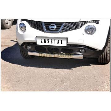 Защита переднего бампера овал 75x42 мм РусСталь для Nissan Juke 2010-