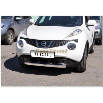 Защита переднего бампера овал 75x42 мм РусСталь для Nissan Juke 2010-