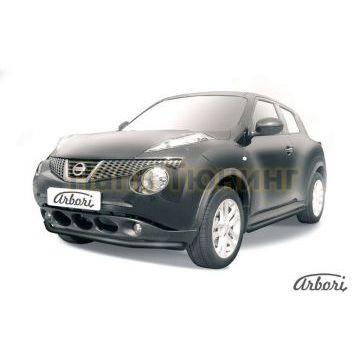 Защита переднего бампера чёрная сталь 57 мм на 4х4 Slitkoff для Nissan Juke 2010-