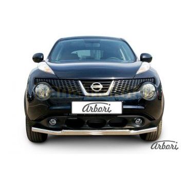 Защита передняя двойная 57-42 мм на 4х2 Slitkoff для Nissan Juke 2010-