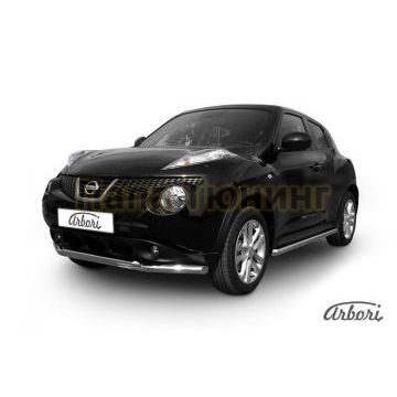 Защита передняя двойная 57-42 мм на 4х4 Slitkoff для Nissan Juke 2010-