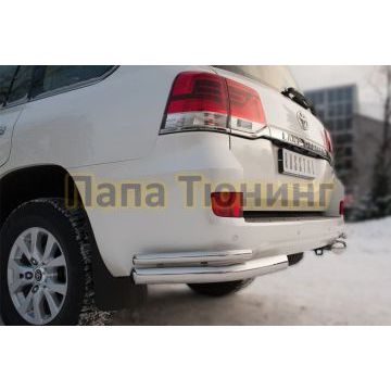 Защита задняя двойные уголки d76-d42 РусСталь для Toyota Land Cruiser 200 2015-