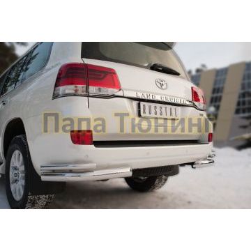 Защита задняя двойные уголки d76-d42 РусСталь для Toyota Land Cruiser 200 2015-