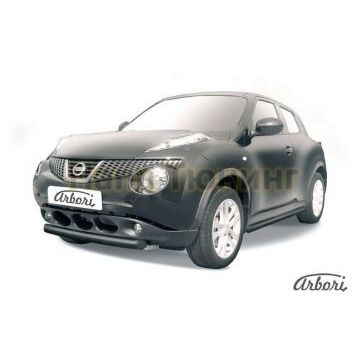 Защита передняя чёрная сталь короткая 76 мм на 4х4 Slitkoff для Nissan Juke 2010-